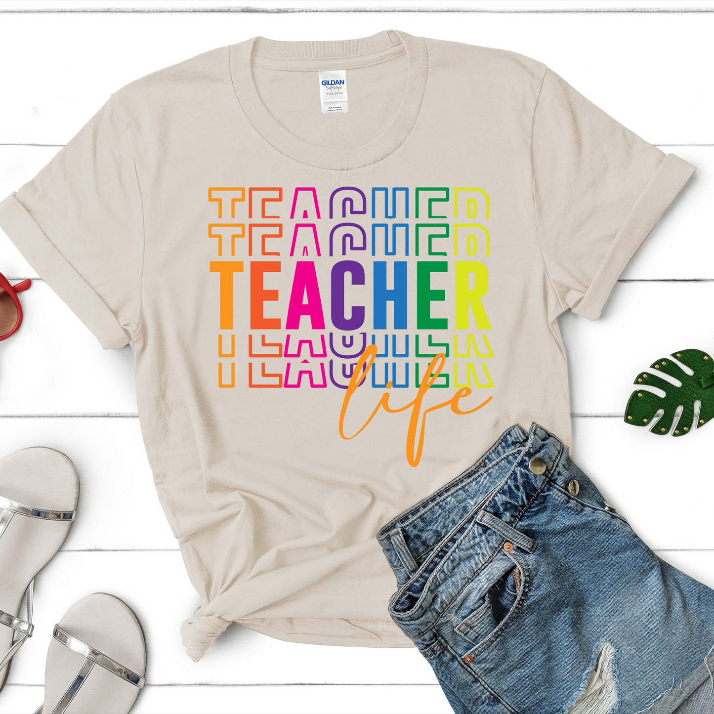 Rainbow Teacher Life T-Shirt