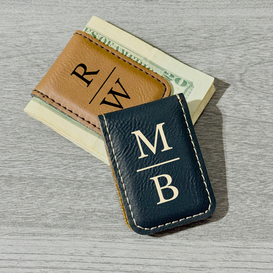 💼 Personalized Leather Money Clip – Slim RFID Wallet for Men | Custom Gift for Him 🪙✨