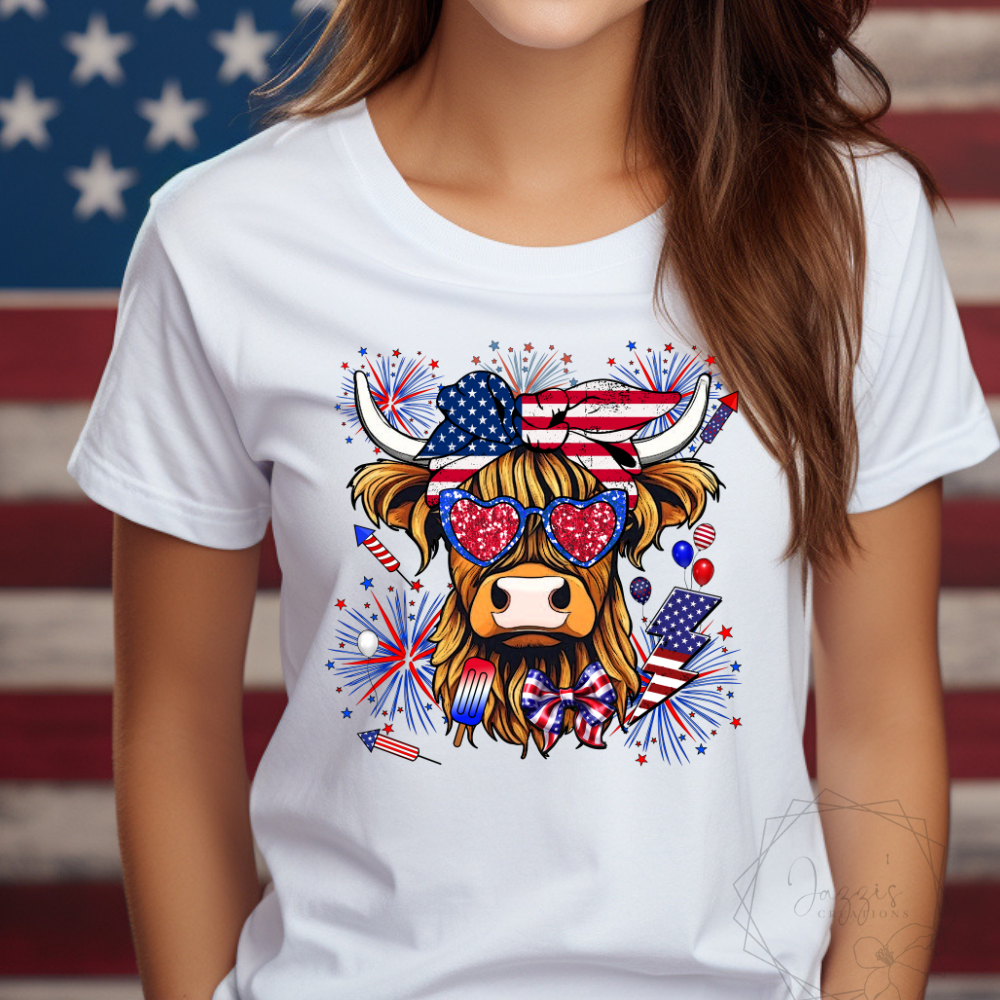 Highland Cow (1) 4th of July T-Shirt