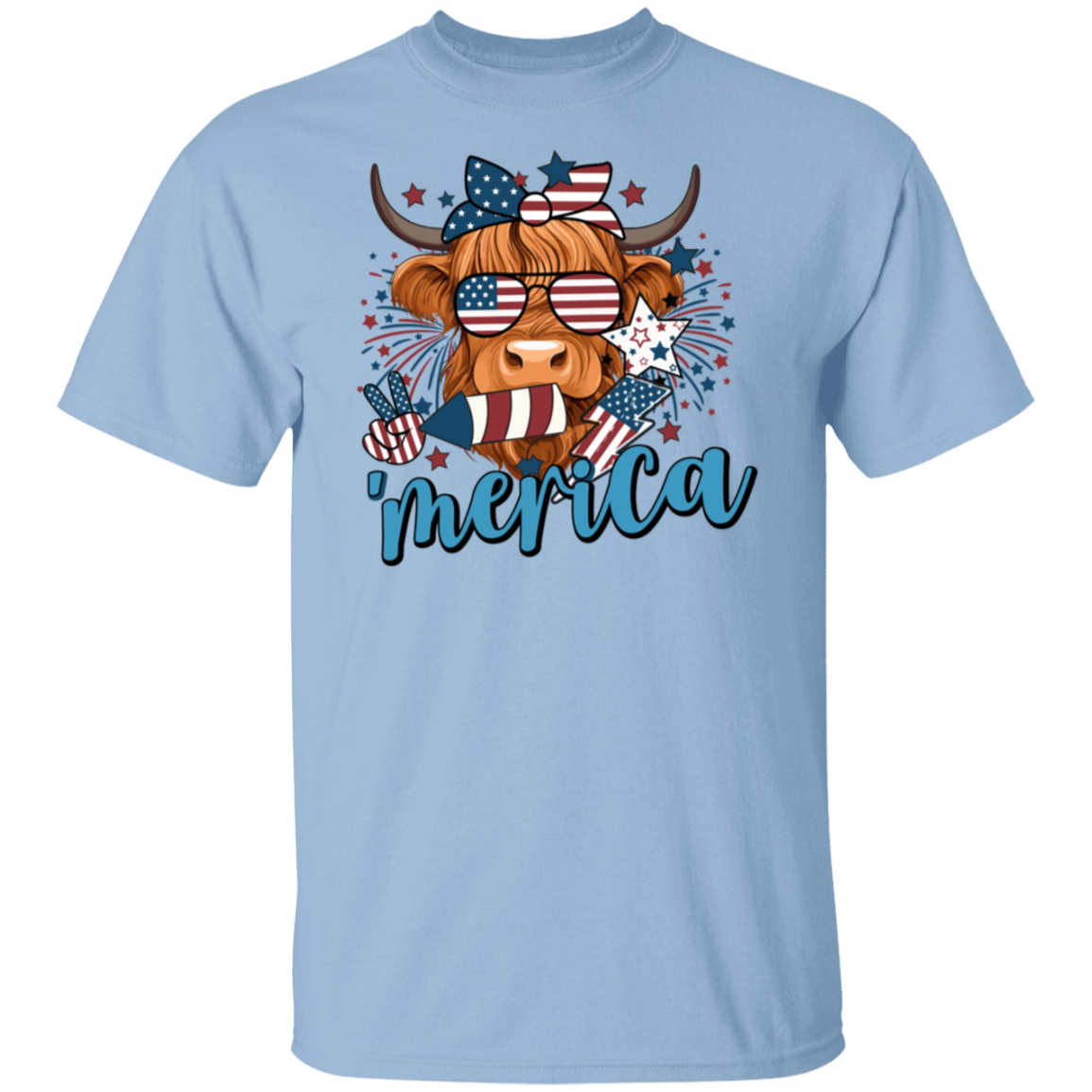 Highland Cow (3) 4th of July T-Shirt
