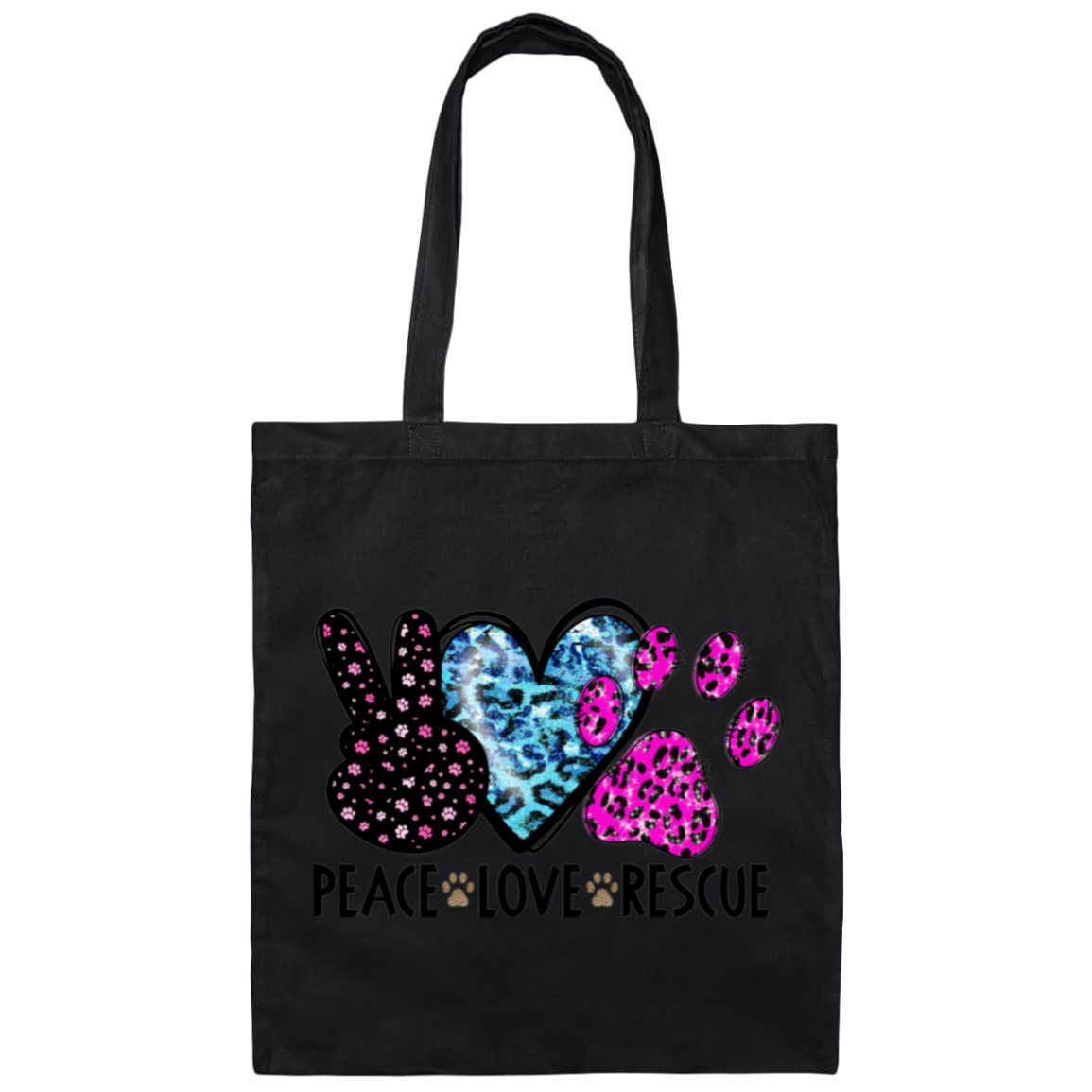 Peace Love Rescue Canvas Tote Bag