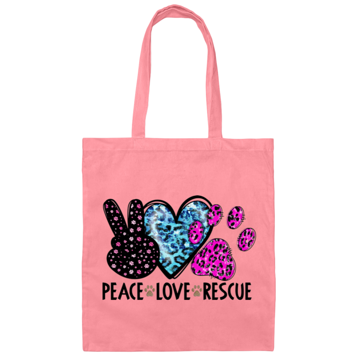 Peace Love Rescue Canvas Tote Bag