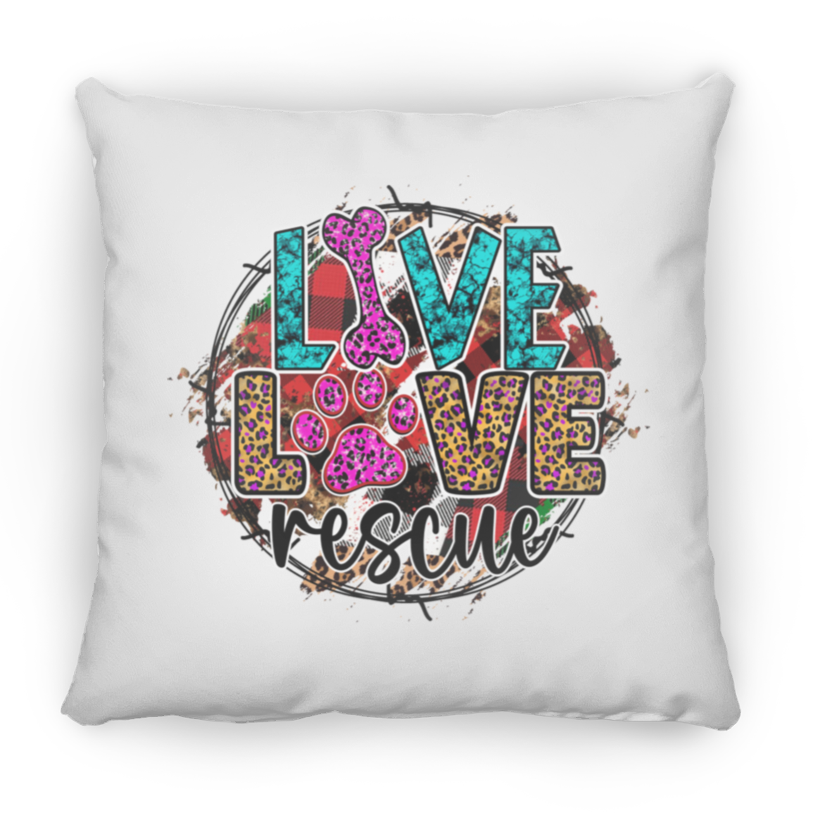 Live Love Rescue Square Pillow