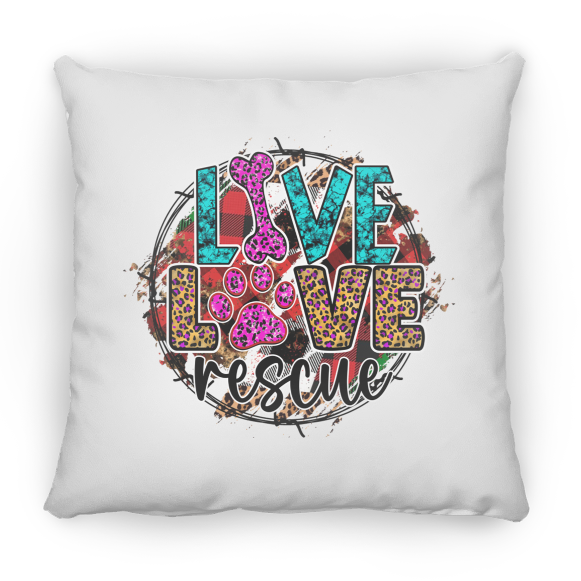 Live Love Rescue Square Pillow