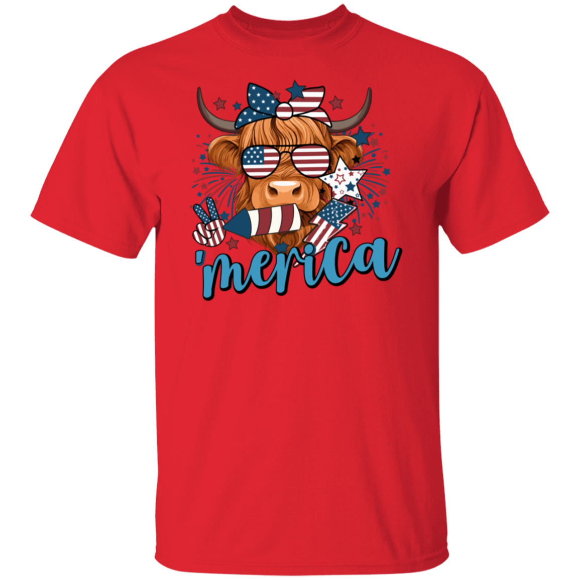 Highland Cow (3) 4th of July T-Shirt