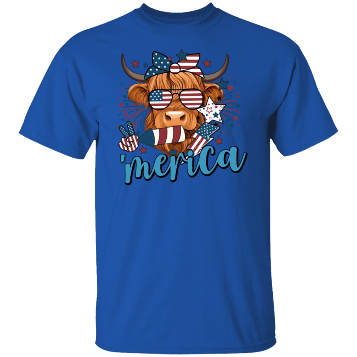 Highland Cow (3) 4th of July T-Shirt