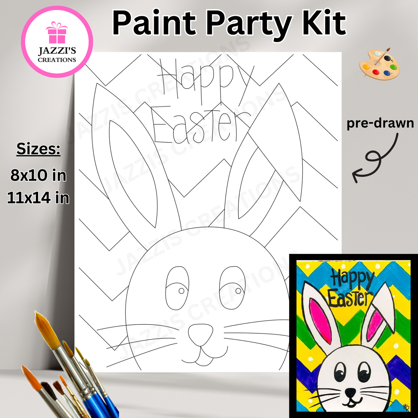 DIY Canvas Paint Party Kit - Happy Easter Bunny