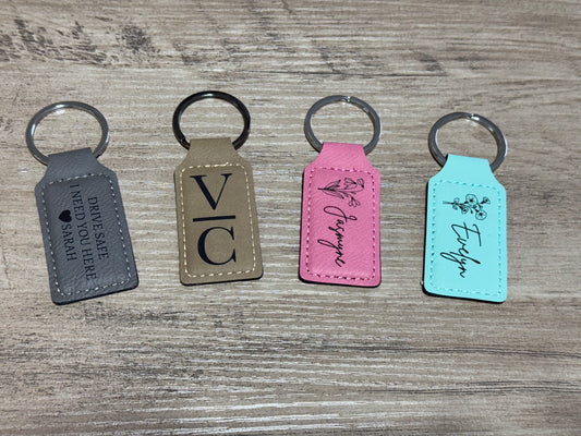 Personalized Leather Keychains – Custom Engraved Gift for Her or Him
