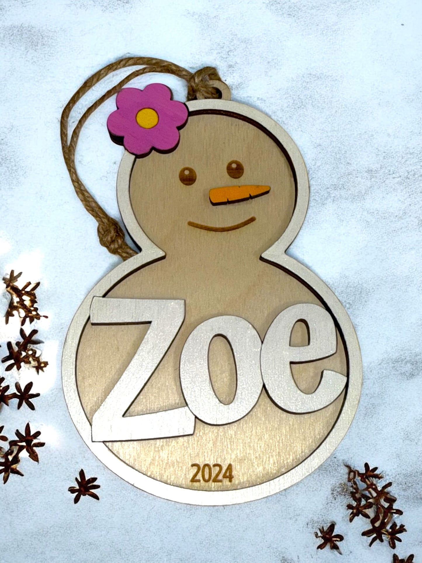 Personalized Snowman / Snow-lady Ornament πβ