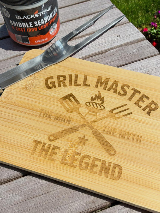 Grill Master Cutting Board – Personalized Bamboo Gift for Dad 🍖🔥