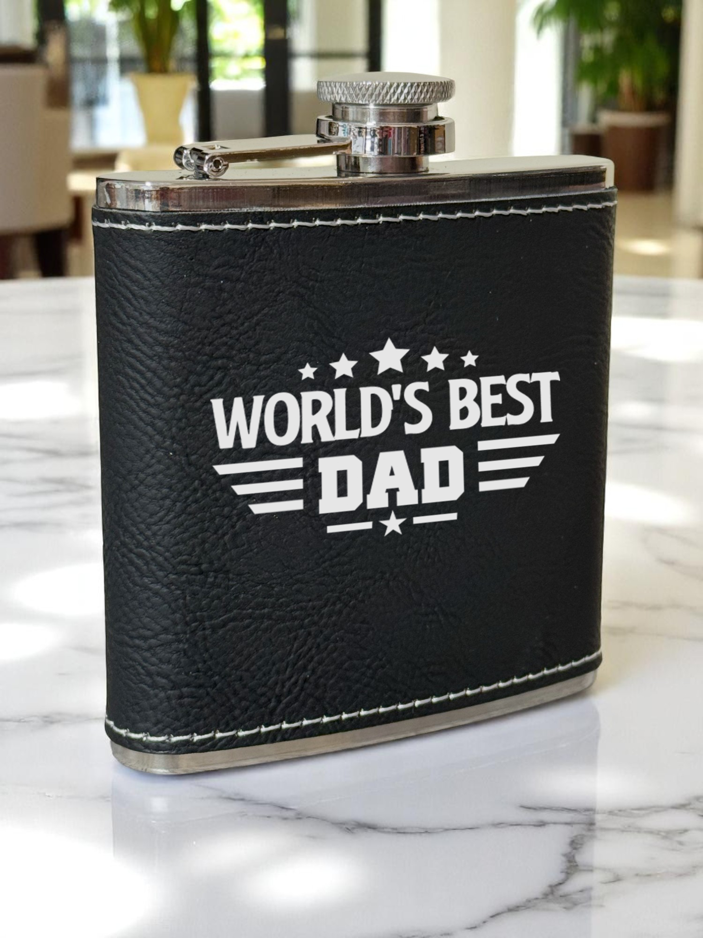 🧳 Personalized Leather Flask for Men – 8oz Stainless Steel Hip Flask Gift 🎁