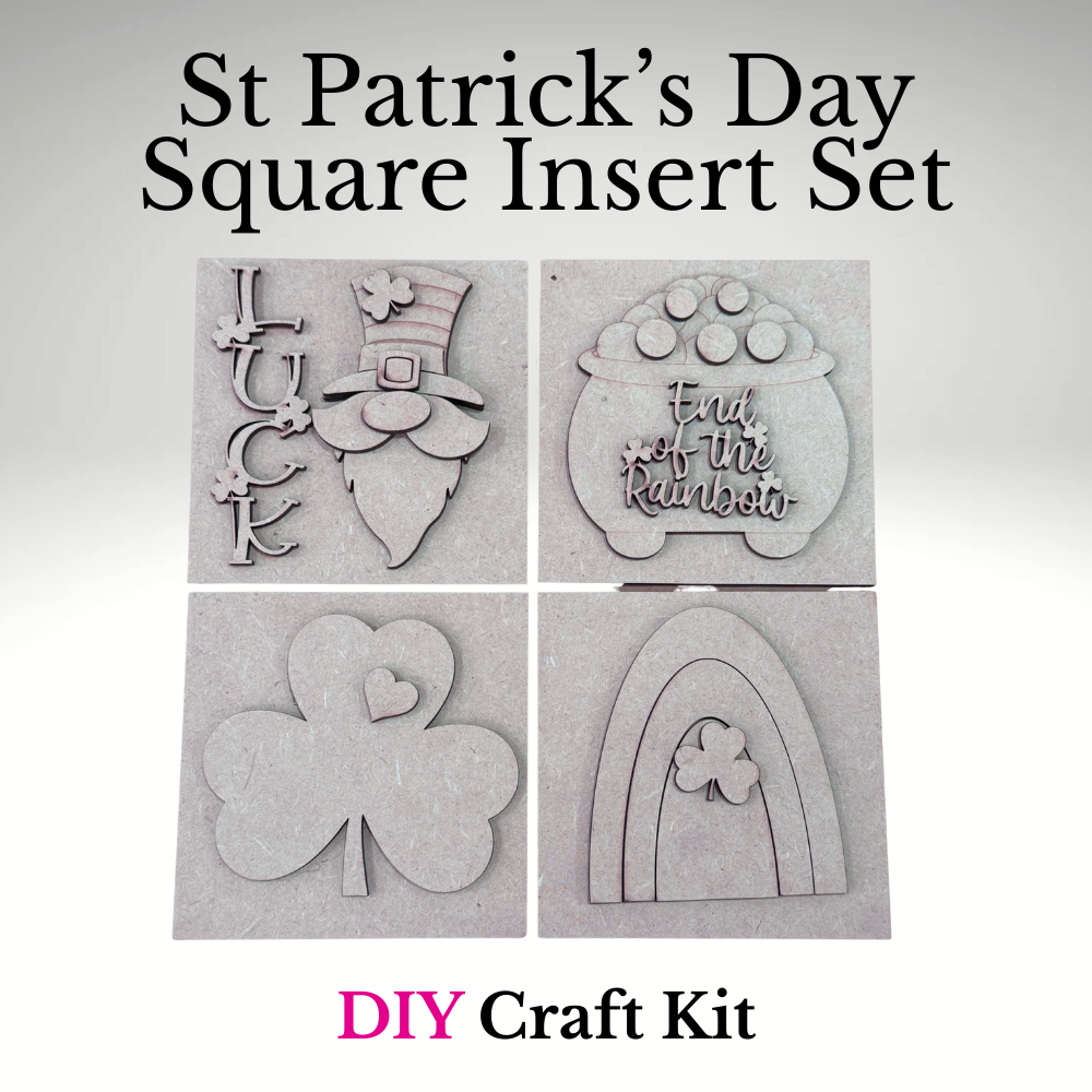 St. Patrick's Day Interchangeable Square Insert Set – St. Patrick’s Day DIY Wood Blanks