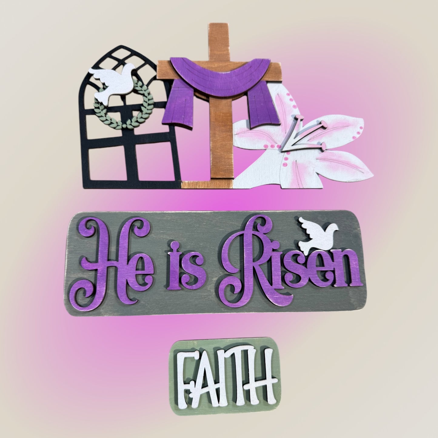 DIY He is Risen Farmhouse Truck Insert – Easter Christian Spring Decor | Interchangeable Wooden Paint Kit