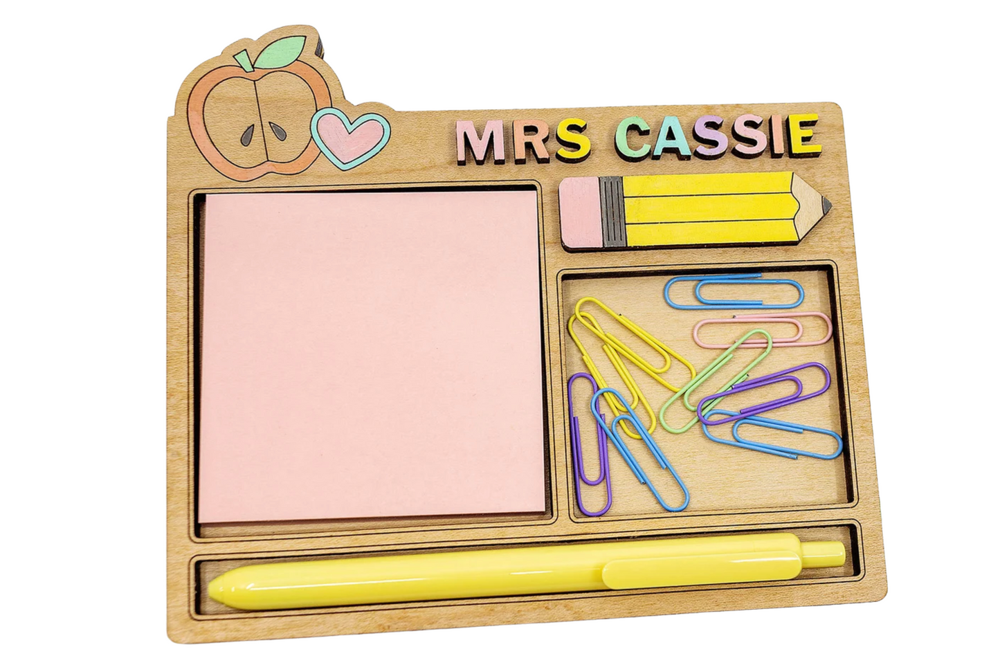 Teacher Appreciation Sticky Note Tray Gift Set โ Includes Personalized Pen & Sticky Note Pad | Handmade Teacher Appreciation Gift