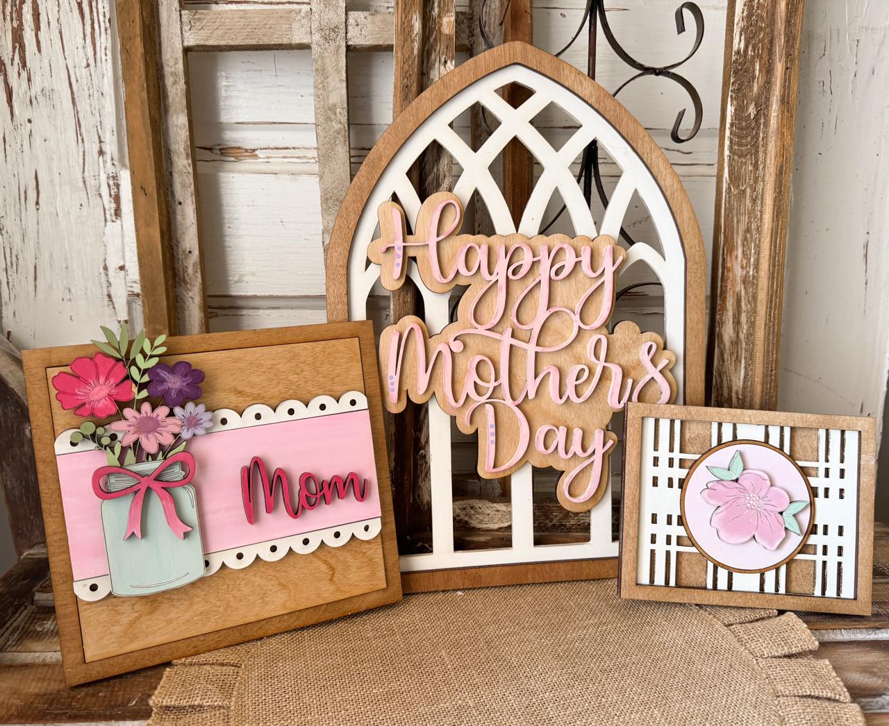 DIY Mother's Day Sign Bundle – 3-Piece Wooden Craft Kit for Moms