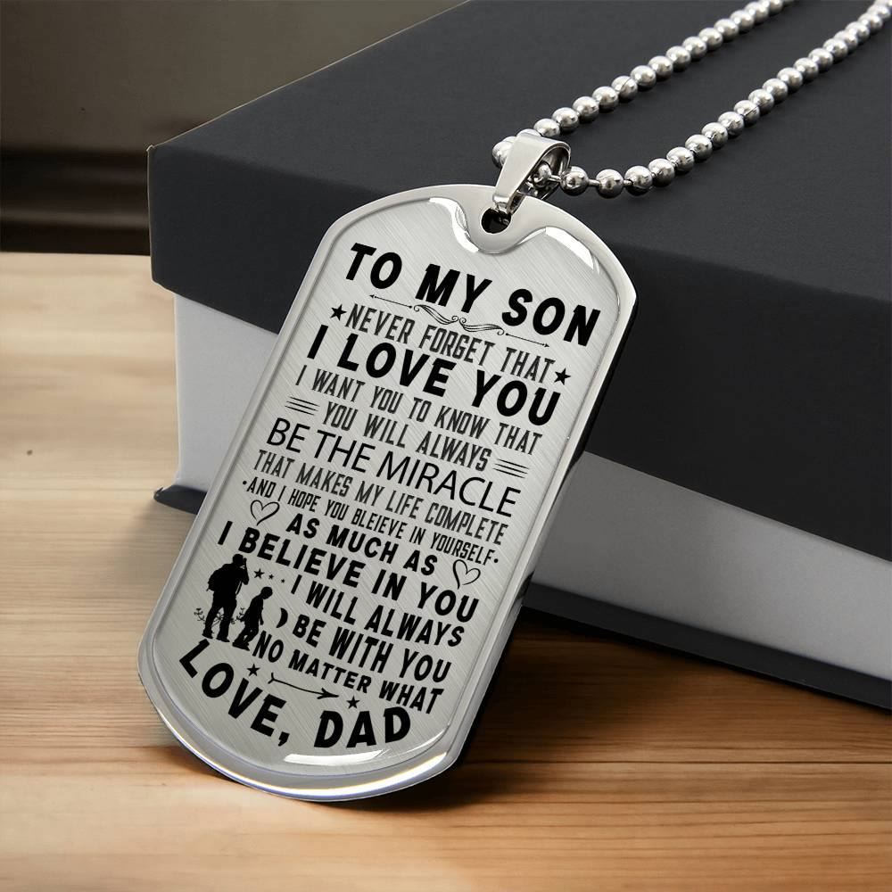 TO MY SON FROM DAD | NEVER FORGET | DOG TAG