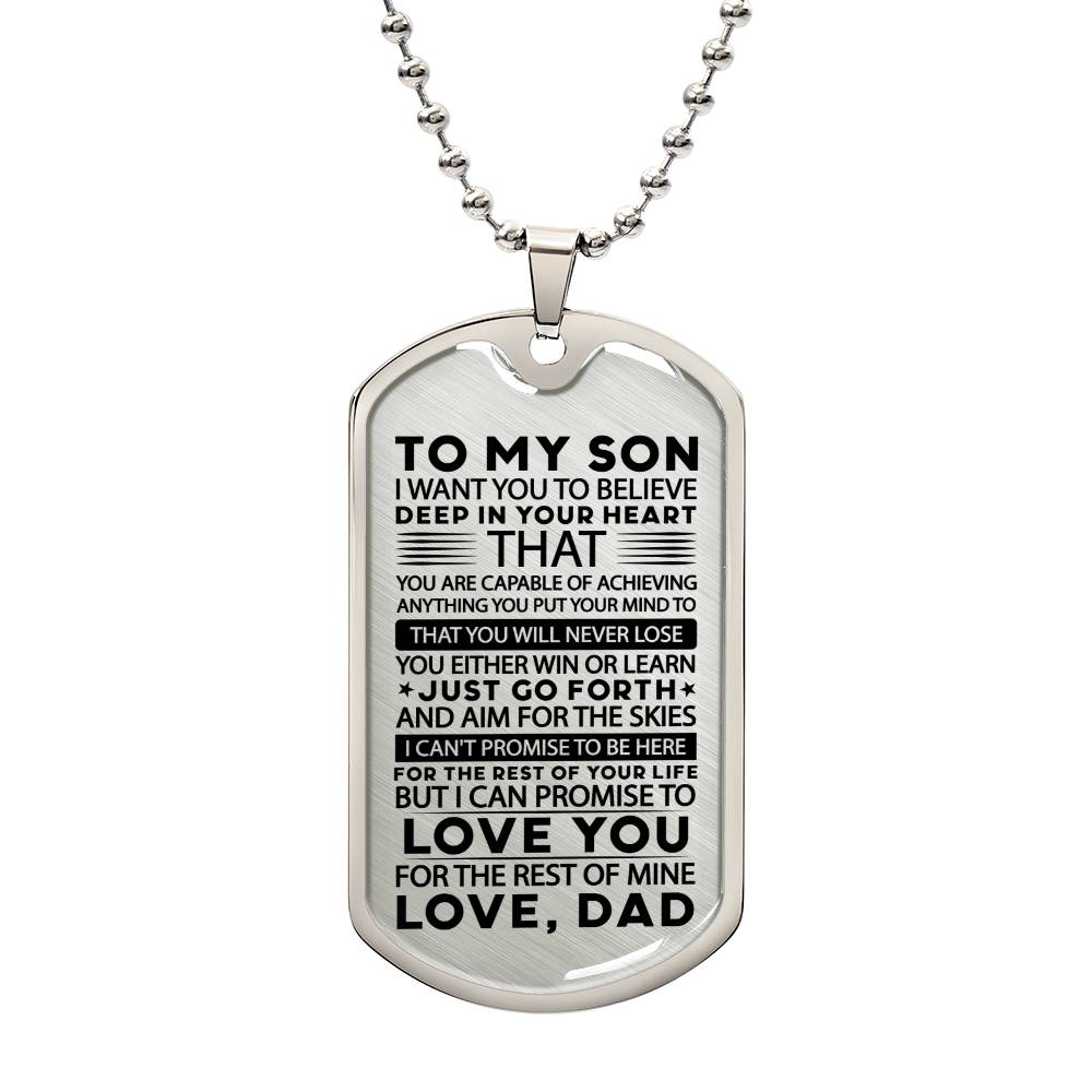 TO MY SON FROM DAD | AIM FOR THE SKIES | DOG TAG