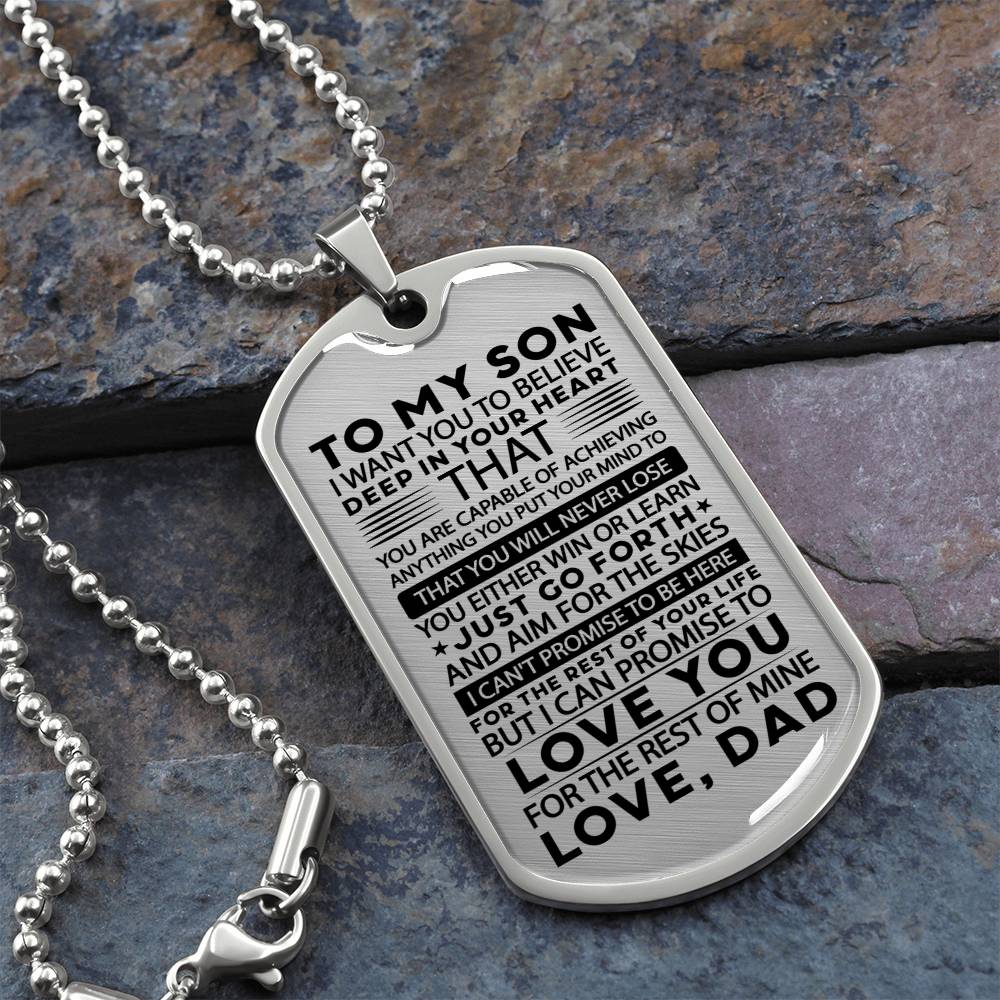 TO MY SON FROM DAD | AIM FOR THE SKIES | DOG TAG