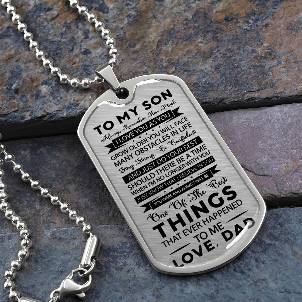 TO MY SON | STAY STRONG | DOG TAG