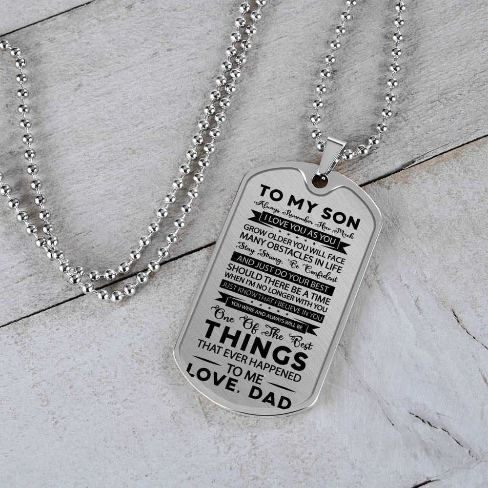 TO MY SON | STAY STRONG | DOG TAG