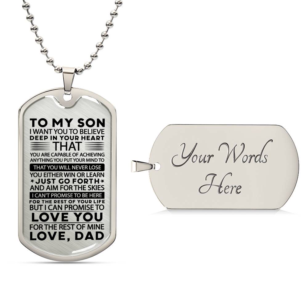 TO MY SON FROM DAD | AIM FOR THE SKIES | DOG TAG