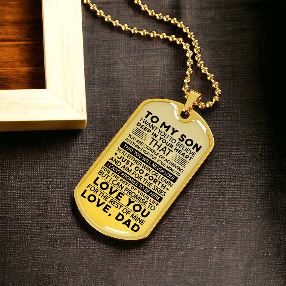 TO MY SON FROM DAD | AIM FOR THE SKIES | DOG TAG