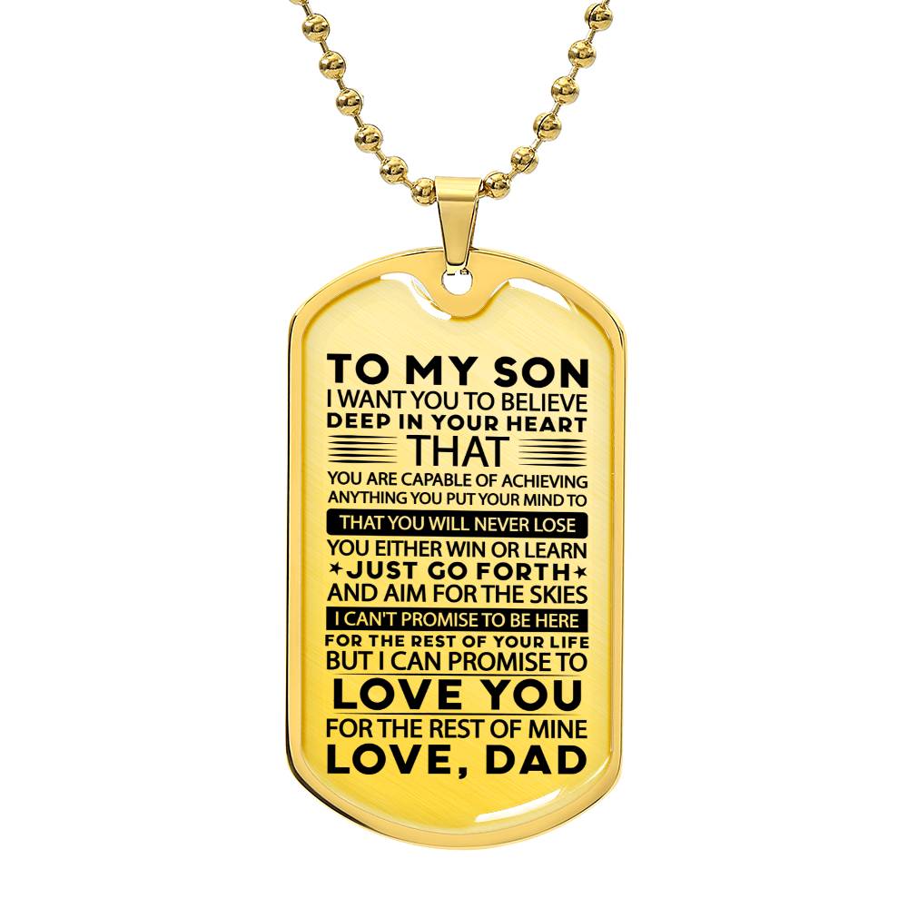 TO MY SON FROM DAD | AIM FOR THE SKIES | DOG TAG