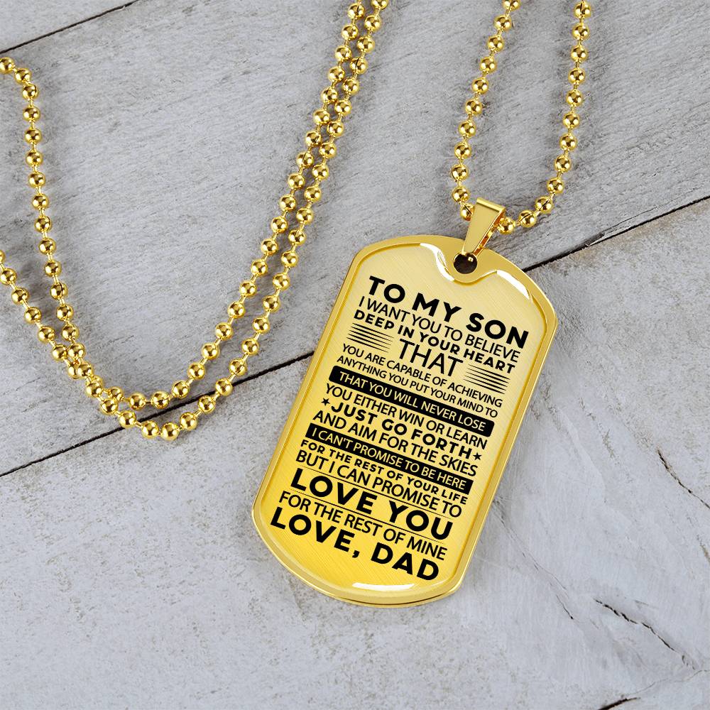 TO MY SON FROM DAD | AIM FOR THE SKIES | DOG TAG