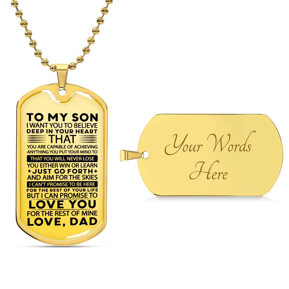 TO MY SON FROM DAD | AIM FOR THE SKIES | DOG TAG