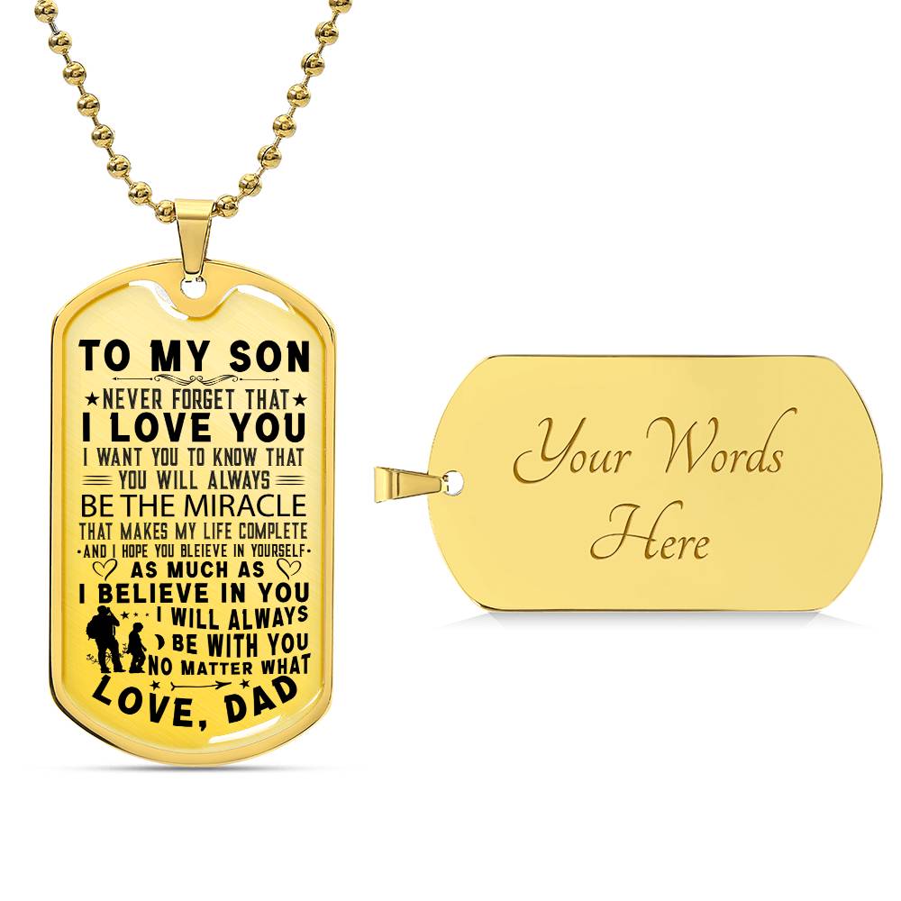 TO MY SON FROM DAD | NEVER FORGET | DOG TAG