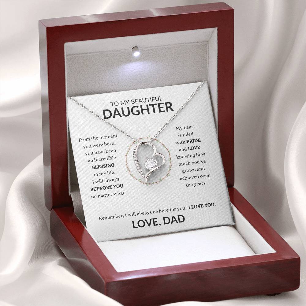 To My Beautiful Daughter From Dad Heart Necklace