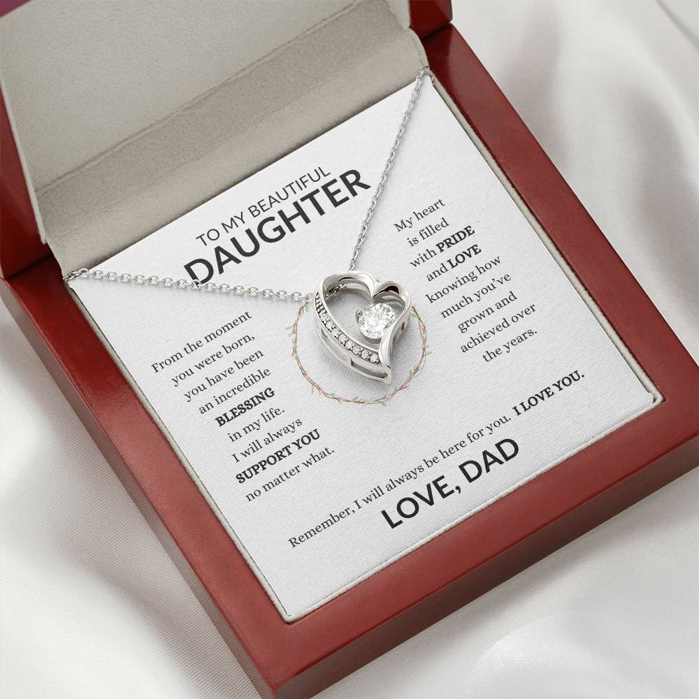 To My Beautiful Daughter From Dad Heart Necklace