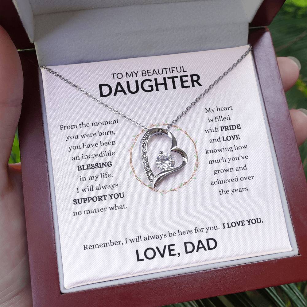 To My Beautiful Daughter From Dad Heart Necklace