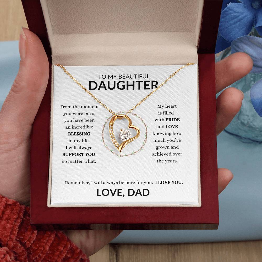 To My Beautiful Daughter From Dad Heart Necklace