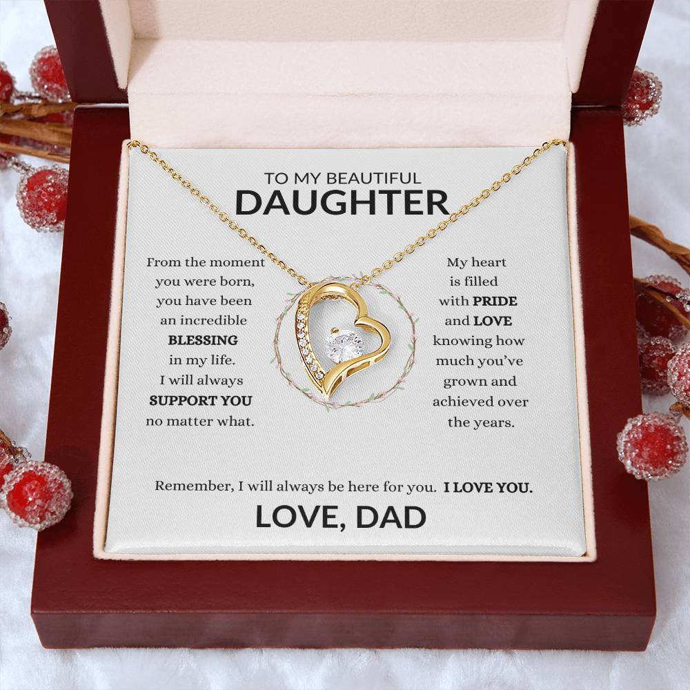 To My Beautiful Daughter From Dad Heart Necklace