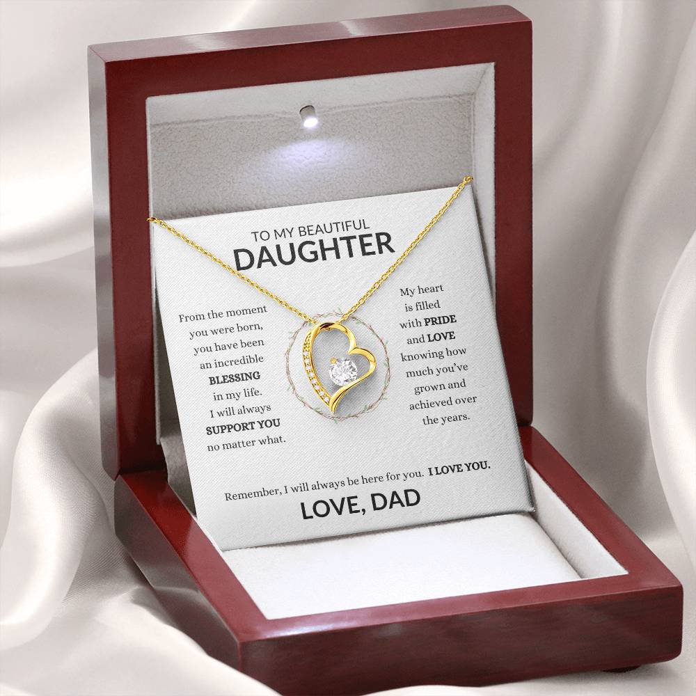 To My Beautiful Daughter From Dad Heart Necklace