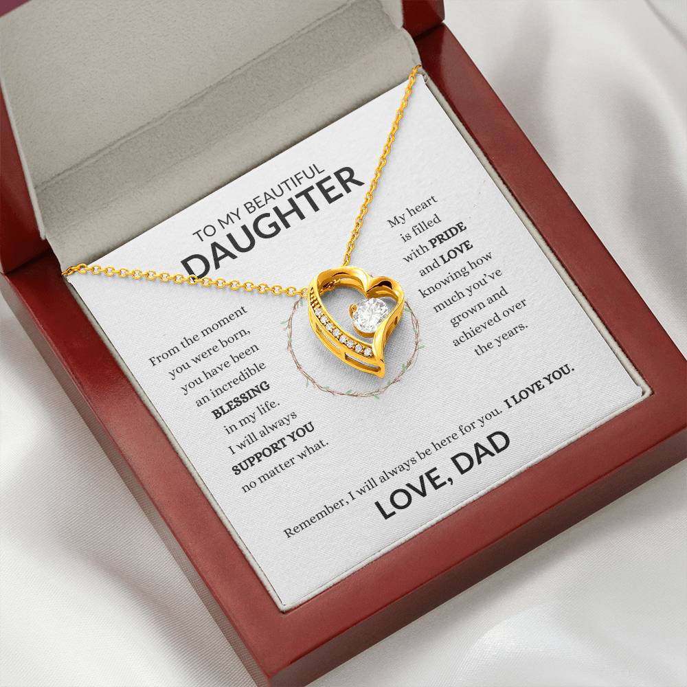 To My Beautiful Daughter From Dad Heart Necklace
