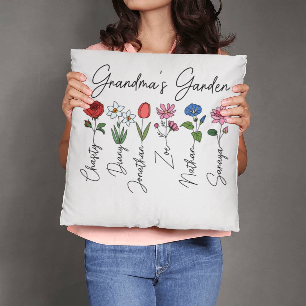 Grandma's Garden Custom Square Pillow