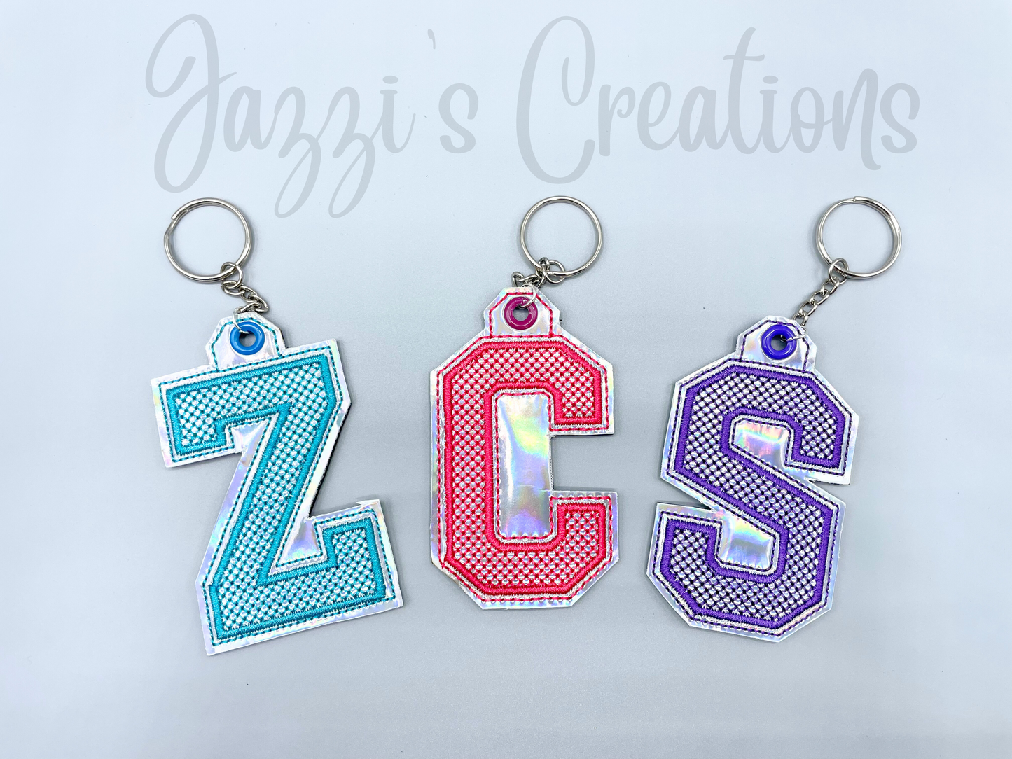 Personalized Monogram Keychain – Embroidered Initial with Keyring, Handmade Marine Vinyl