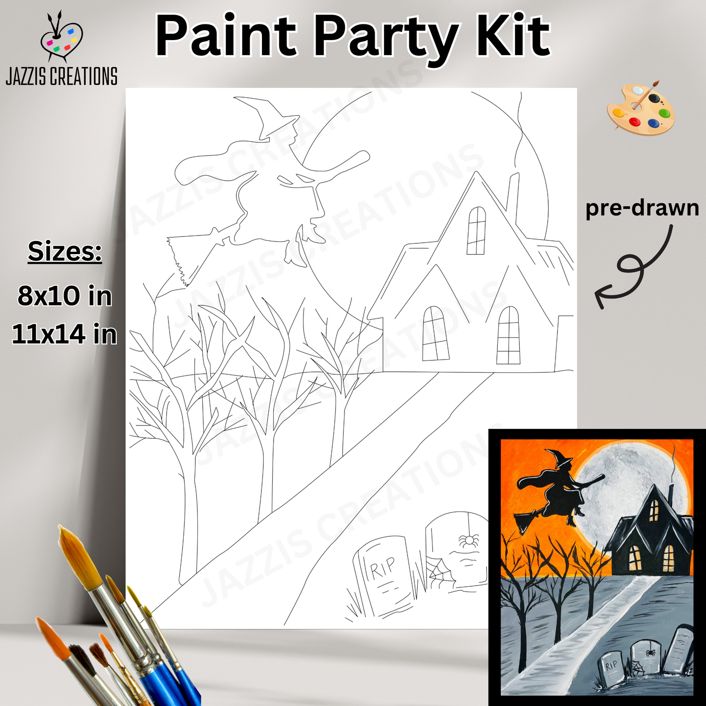 π¦π§ββοΈπ Spooky Night Sky! The Witch is In β Paint Party Kit
