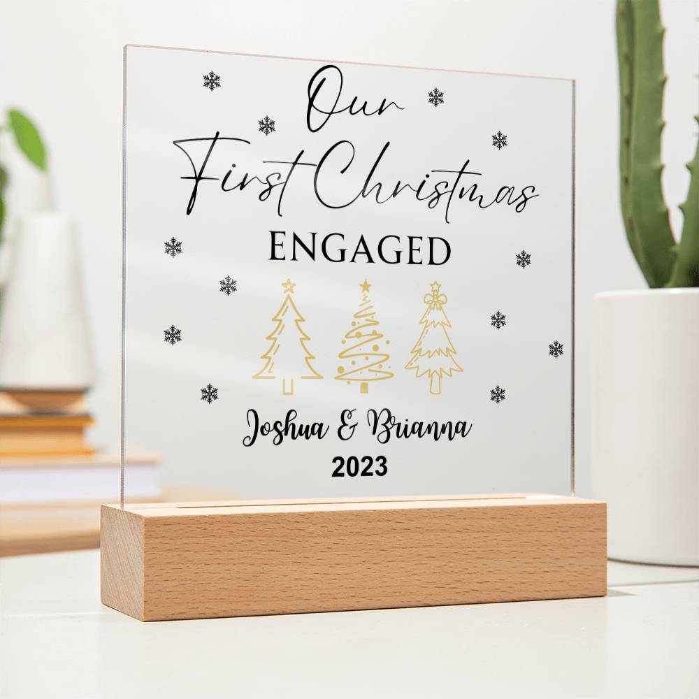 Our First Christmas Engaged Acrylic Plaque
