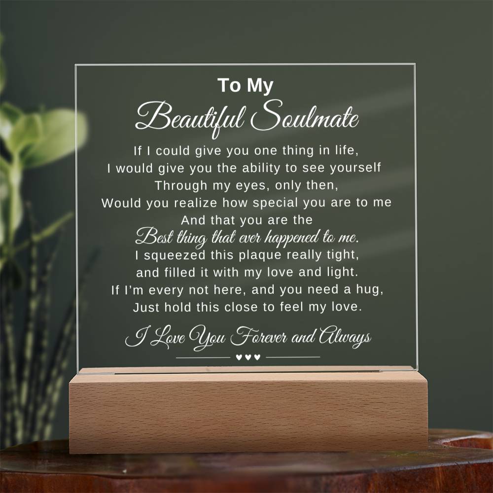 To My Beautiful Soulmate Acrylic Square Plaque
