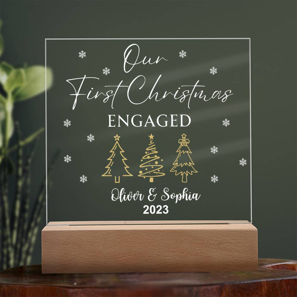 Our First Christmas Engaged Acrylic Plaque