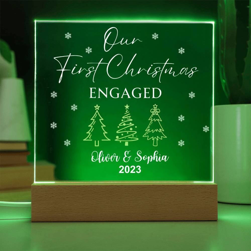 Our First Christmas Engaged Acrylic Plaque