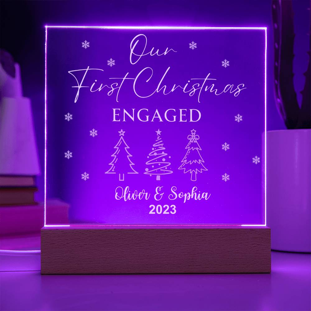 Our First Christmas Engaged Acrylic Plaque