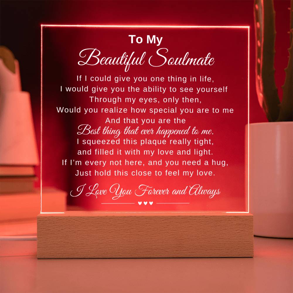 To My Beautiful Soulmate Acrylic Square Plaque
