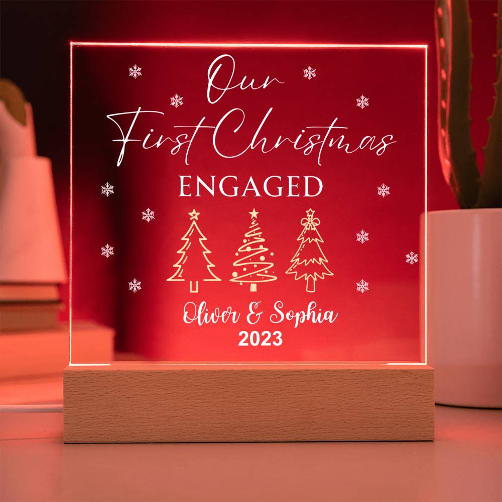 Our First Christmas Engaged Acrylic Plaque