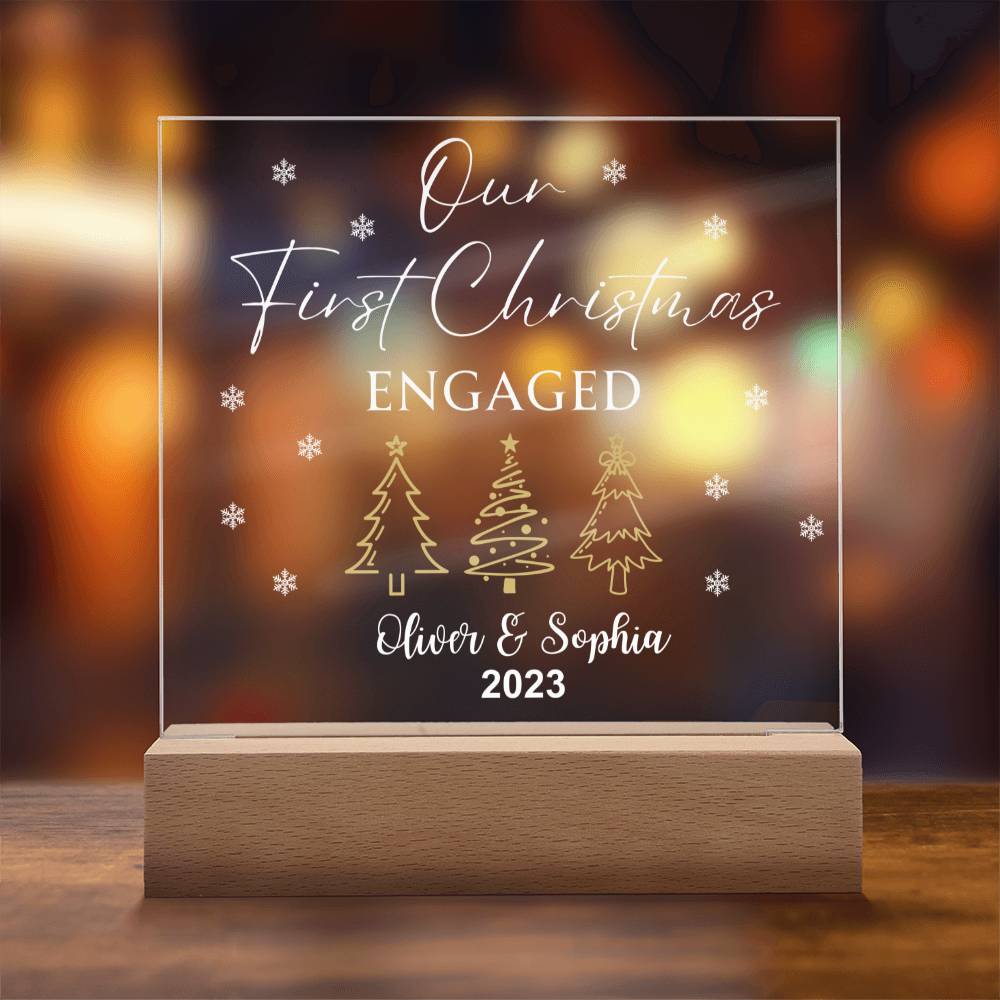 Our First Christmas Engaged Acrylic Plaque