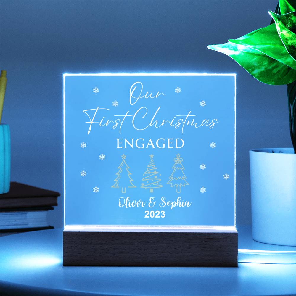 Our First Christmas Engaged Acrylic Plaque
