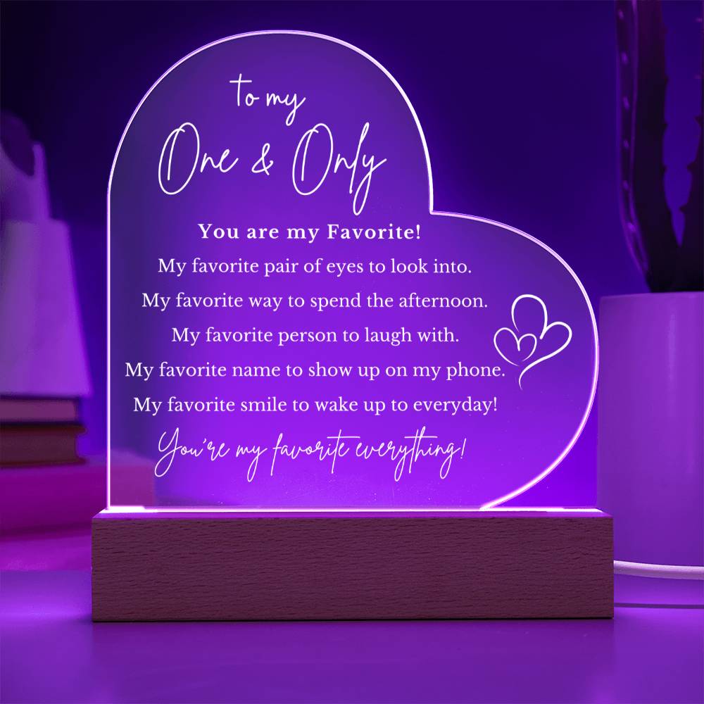 To My One & Only Acrylic Heart Plaque